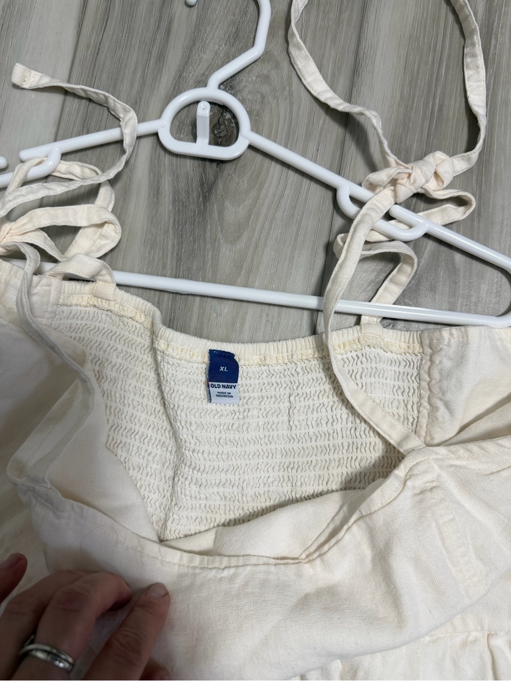 Old Navy Cream Wide-Leg Jumpsuit with Tie Straps SZ XL - Picture 10 of 11